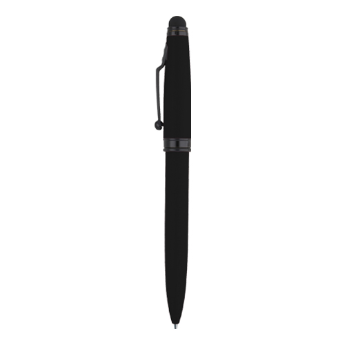 FM-0573, Bolí­grafo metálico en acabado mate, clip, goma touch screen, detalles en color negro y mecanismo retráctil.